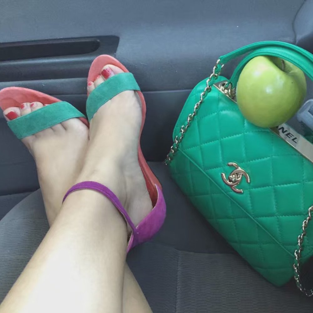 Brian Atwood Suede Multi-Color Block Wedge Sandals size 6.5